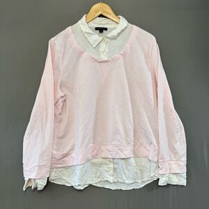 Tommy Hilfiger Women’s Pink Crewneck Size XL Cotton Polyester Rayon Preppy Style